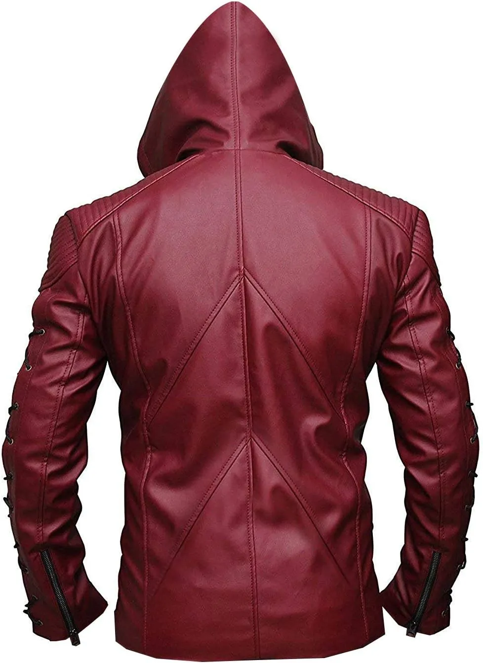 VearFit Stephen Amell Green Arrow Roy Harper Mens Black Faux Leather Jacket SuperHero