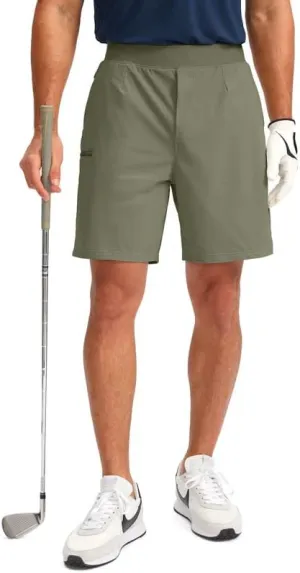 Viodia Men's 7" Golf Shorts with 5 Pockets Elastic Waist Dry Fit Stretch Shorts for Men Hiking Casual Athletic