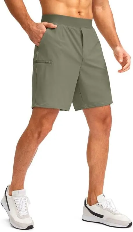 Viodia Men's 7" Golf Shorts with 5 Pockets Elastic Waist Dry Fit Stretch Shorts for Men Hiking Casual Athletic