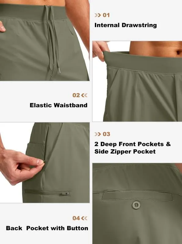 Viodia Men's 7" Golf Shorts with 5 Pockets Elastic Waist Dry Fit Stretch Shorts for Men Hiking Casual Athletic