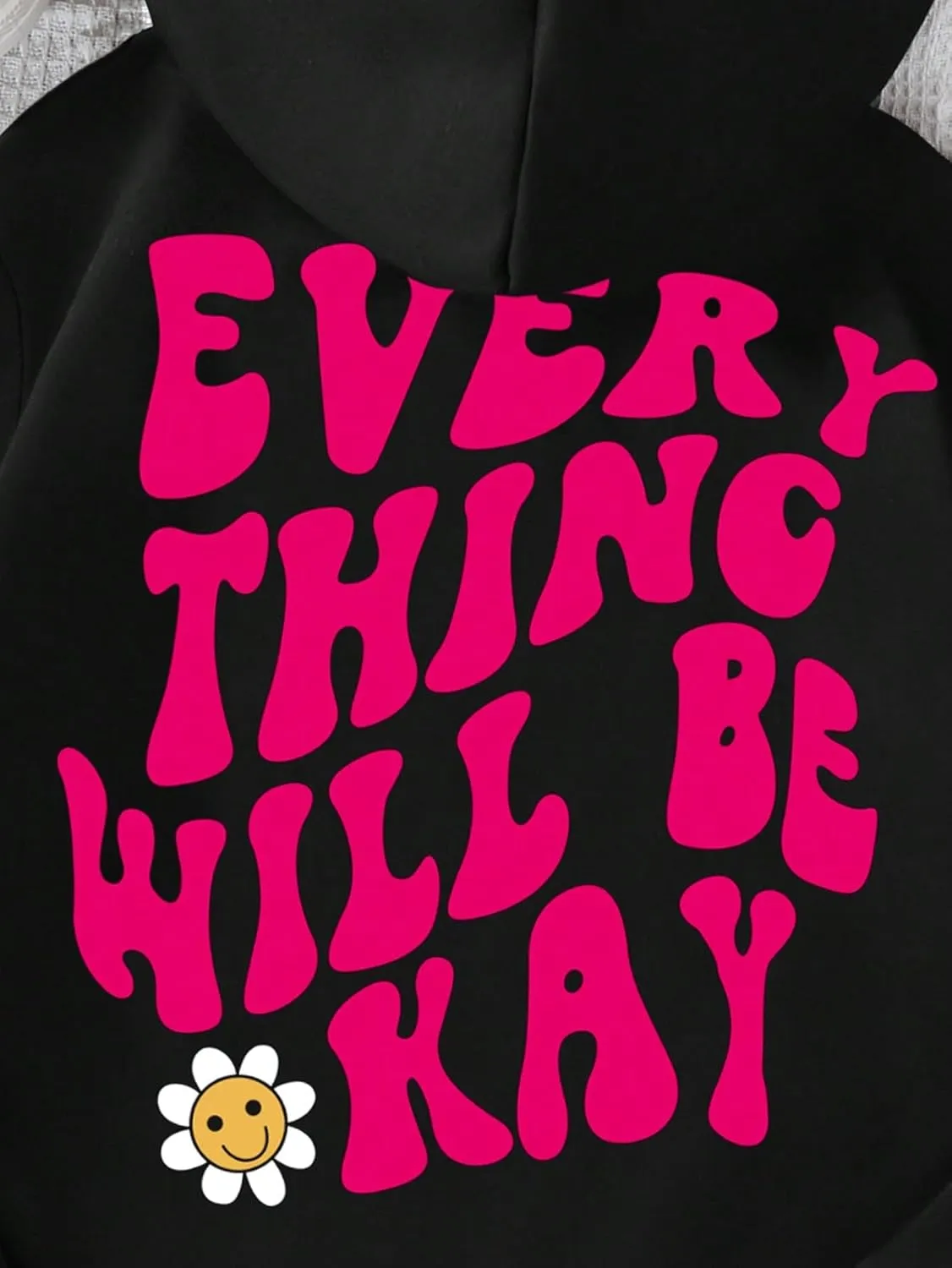 WDIRARA Girl's Cartoon Letter Graphic Print Hoodie Long Sleeve Sweatshirt Pullovers