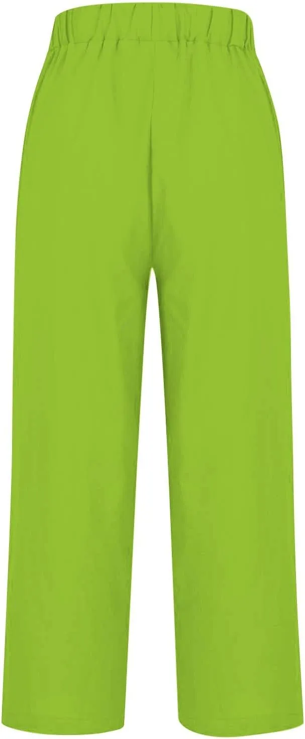 Wide Leg Linen Pants for Women Cotton and Linen Long Pants Lightweight Elastic Waist Pant Comfy Pants Women Women