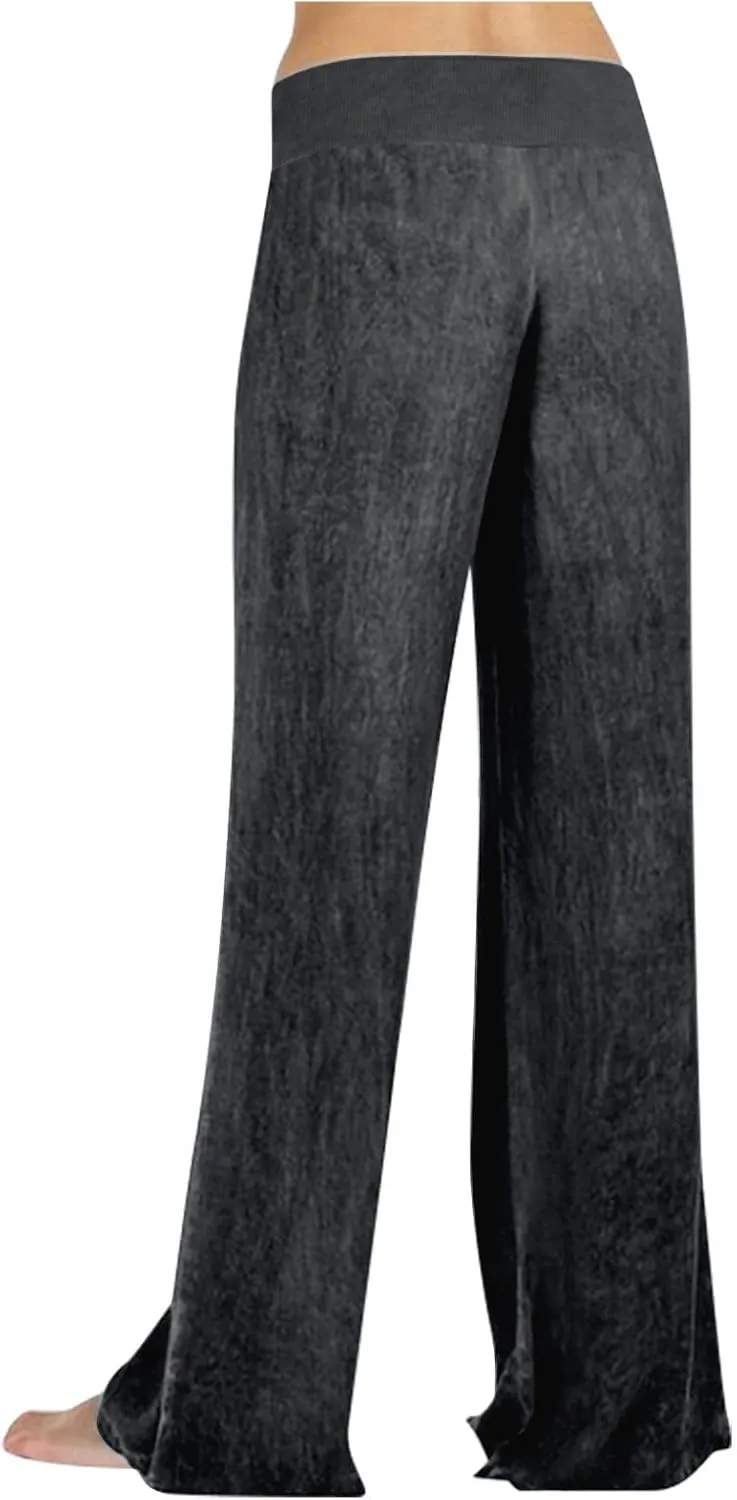 Wide Leg Pants Woman High Waisted Casual Palazzo Pants Imitation Denim Boho Trousers Loose Wide Leg Trendy Jeans