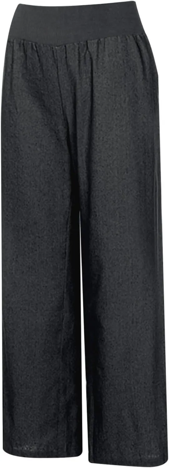 Wide Leg Pants Woman High Waisted Casual Palazzo Pants Imitation Denim Boho Trousers Loose Wide Leg Trendy Jeans