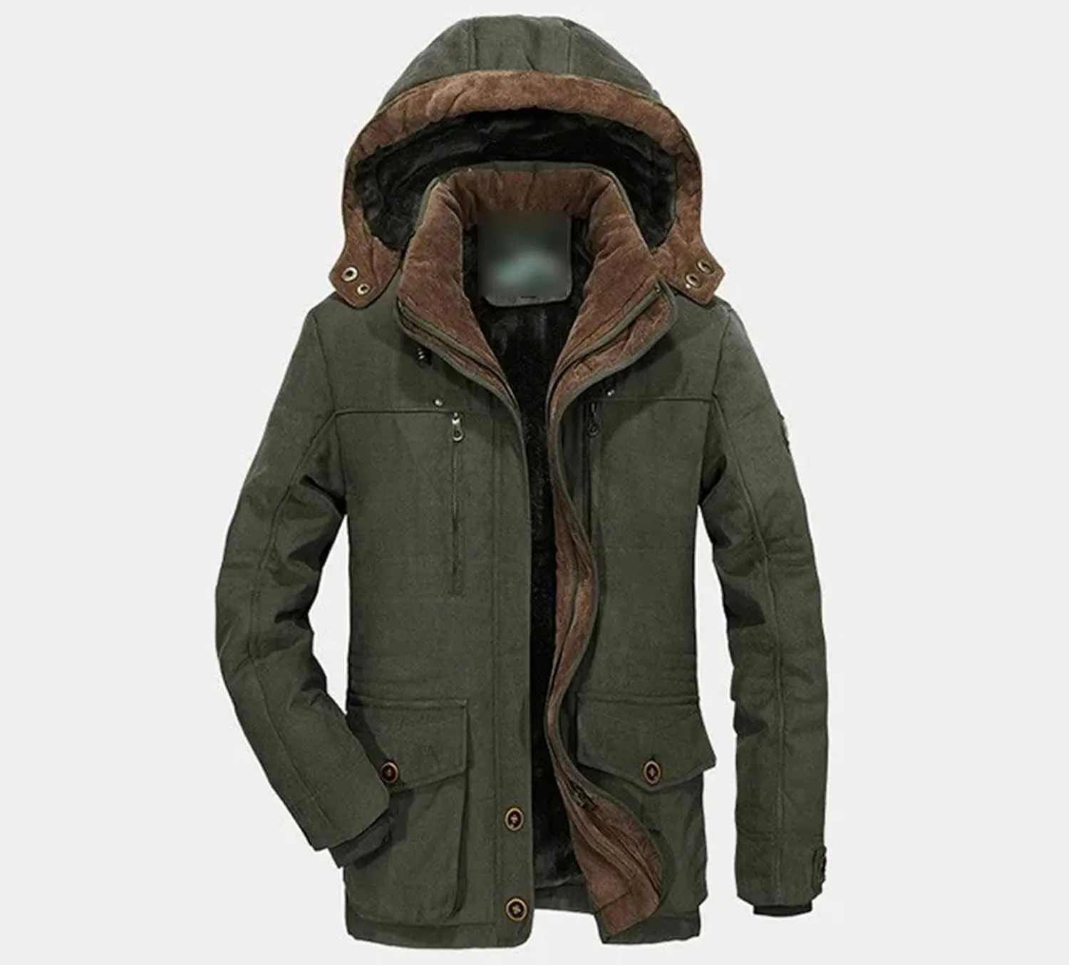 Winter Cotton-Padded Men's Medium And Long Plus Fleece Thickened Cotton-Padded Clothes Windproof Coat