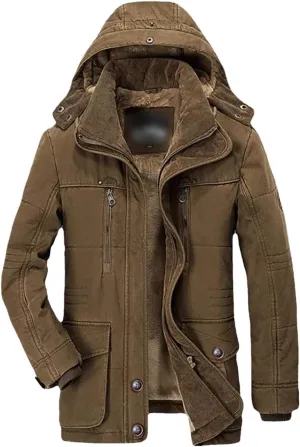 Winter Cotton-Padded Men's Medium And Long Plus Fleece Thickened Cotton-Padded Clothes Windproof Coat