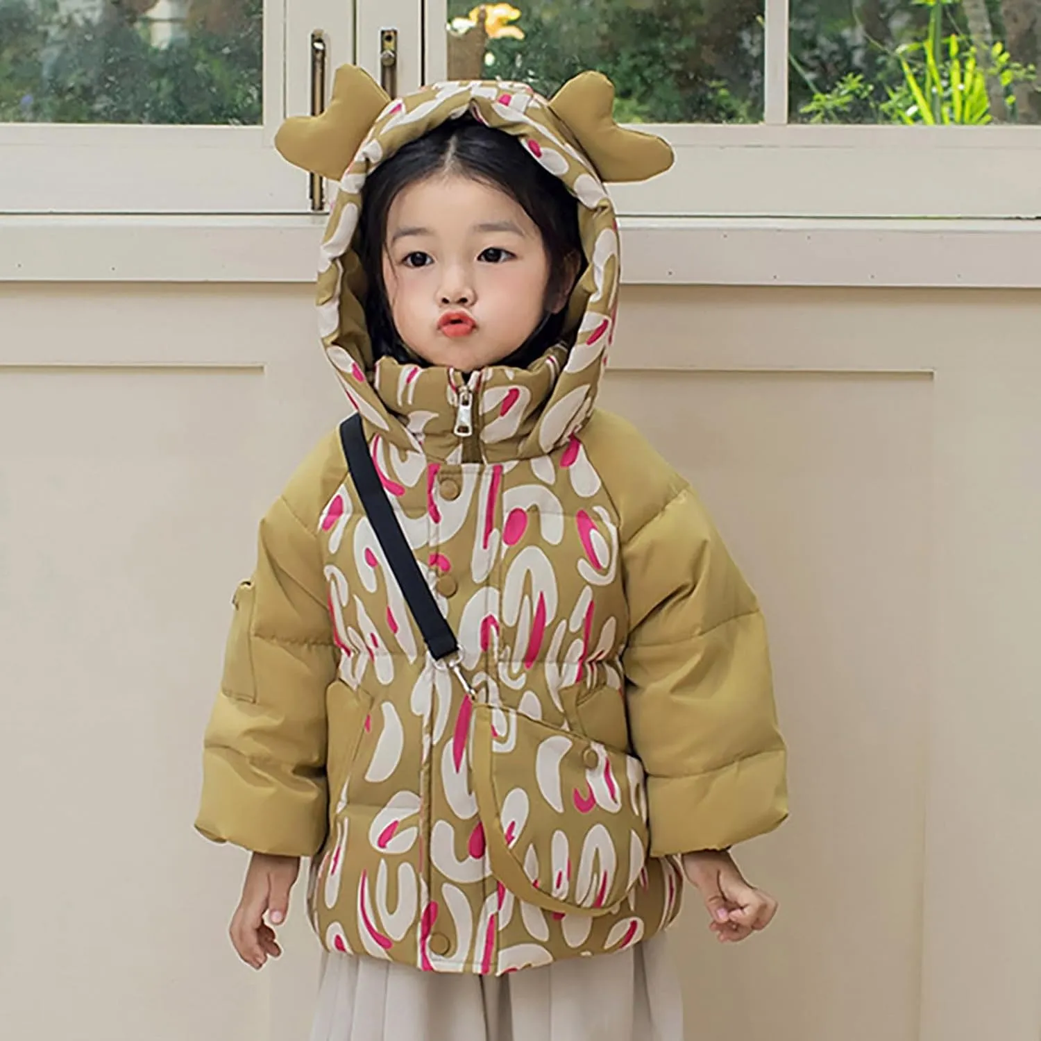 Winter Down Coats for Kids Baby Warm Puffer Padded Coat Cotton Hooded With Bag Girls Boys Outerwear
