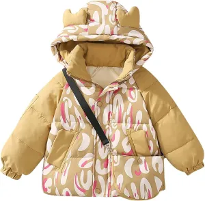 Winter Down Coats for Kids Baby Warm Puffer Padded Coat Cotton Hooded With Bag Girls Boys Outerwear