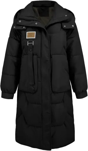 Women's Autumn and Winter New Cotton-Padded Coat Thick Long Sleeve Warm Hat Cotton-Padded Coat Long Coat