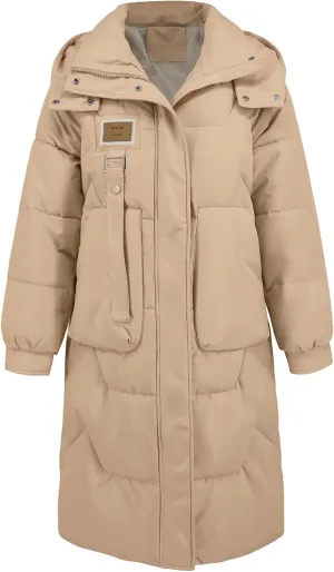 Women's Autumn and Winter New Cotton-Padded Coat Thick Long Sleeve Warm Hat Cotton-Padded Coat Long Coat