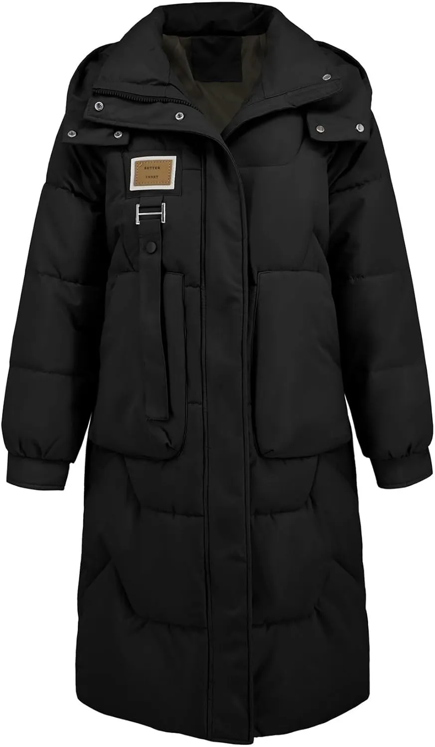 Women's Autumn and Winter New Cotton-Padded Coat Thick Long Sleeve Warm Hat Cotton-Padded Coat Long Coat