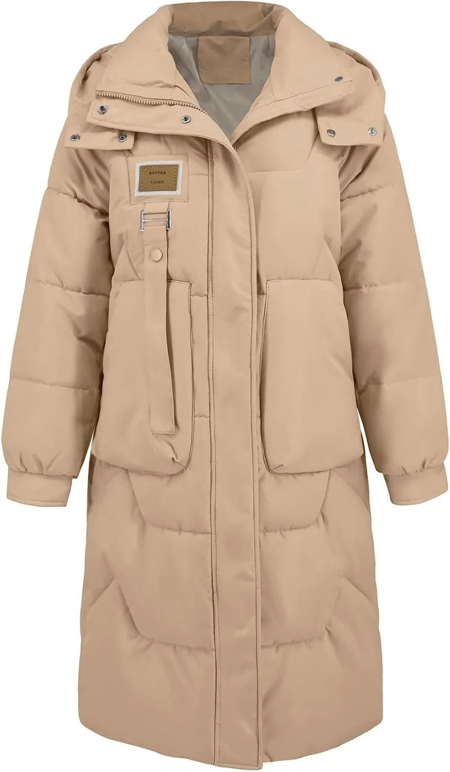 Women's Autumn and Winter New Cotton-Padded Coat Thick Long Sleeve Warm Hat Cotton-Padded Coat Long Coat
