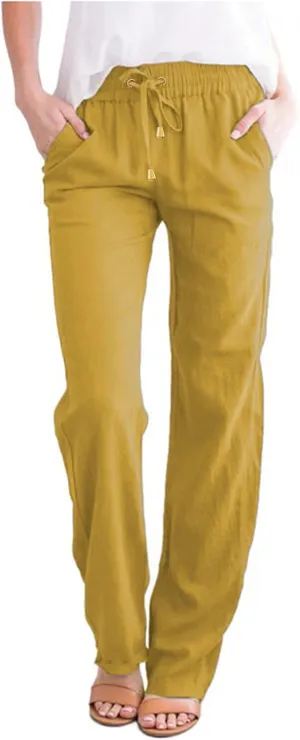 Women's Fleece Lined Pants Winter Flowing Beach Leggings with Pockets Barrel Pants Fleece Lined