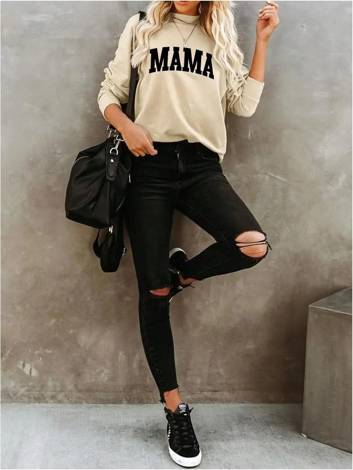 Women's Letter Graphic Sweatshirts Crewneck Raglan Long Sleeve Casual Pullovers