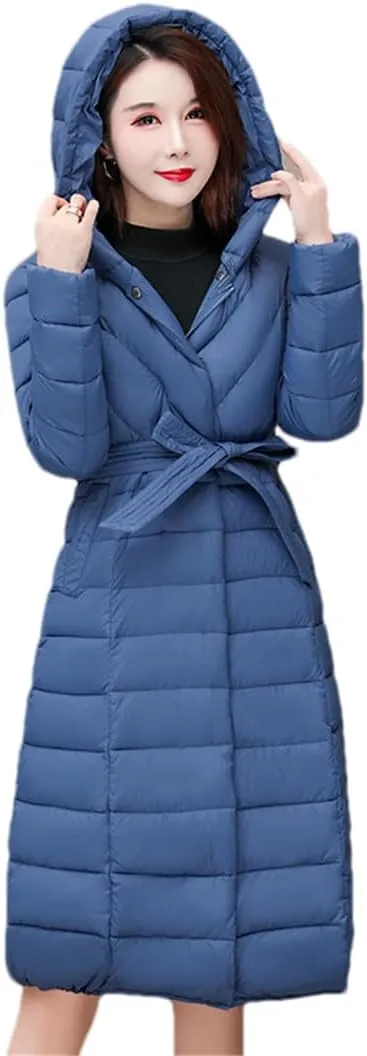 Womens Long Cotton-Padded Coat Hooded Long Sleeve Slim Parkas Jacket Outwear