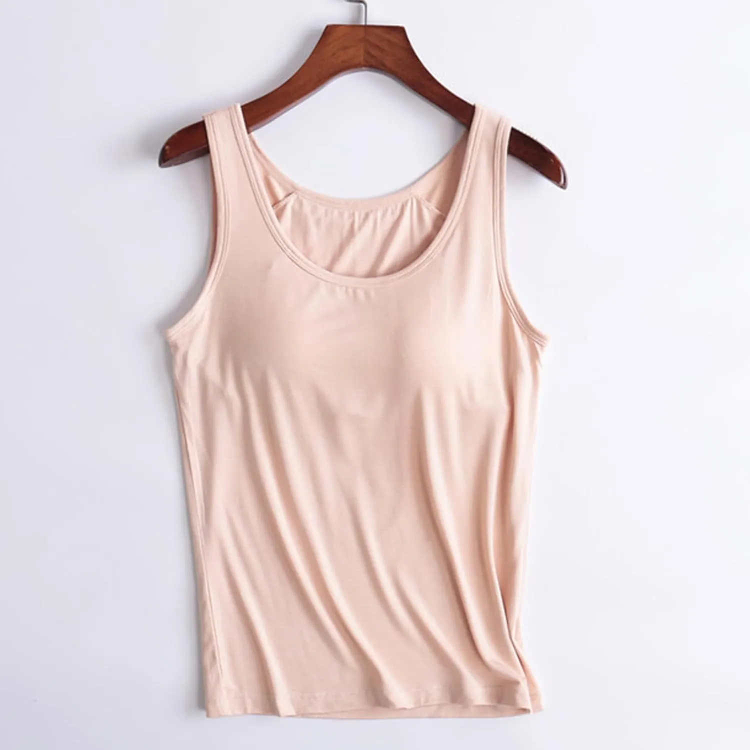 Womens Tank Tops with Built in Bras Comfy Fit Padded Camisole Without Rims Integrated Base Undershirt
